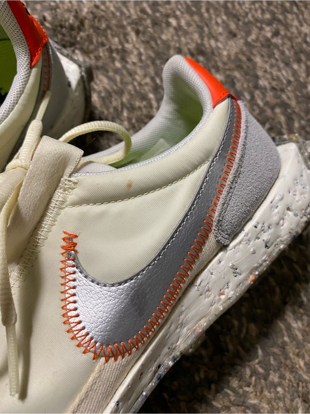 Nike Cream Sneakers with Grey Swoosh & Orange Accents - Picture 4 of 5